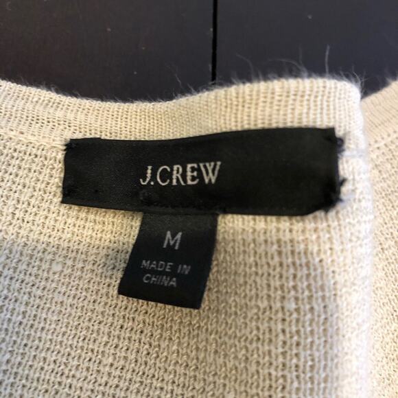 J Crew cream linen blend long open front cardigan sweater size Medium - Picture 7 of 12